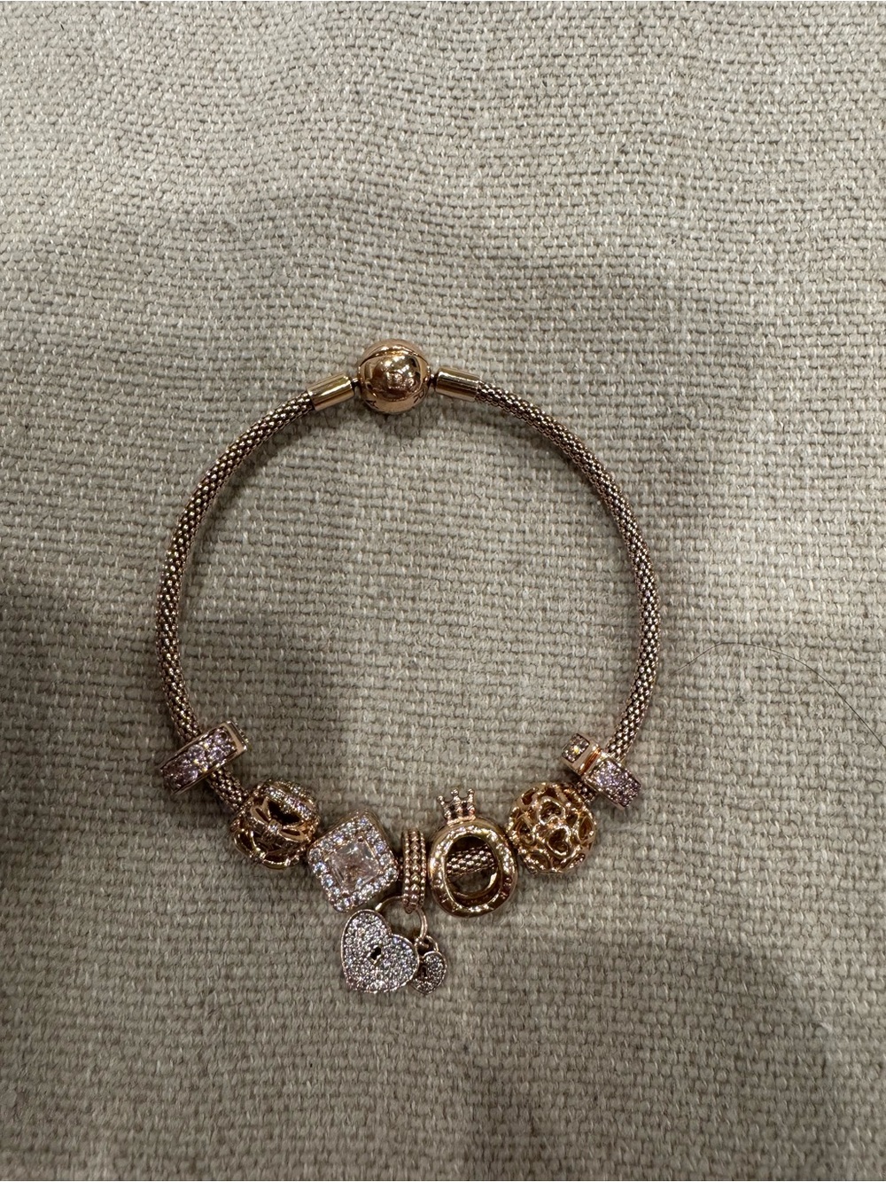 Pandora Rose Gold Bracelet & Charm Set